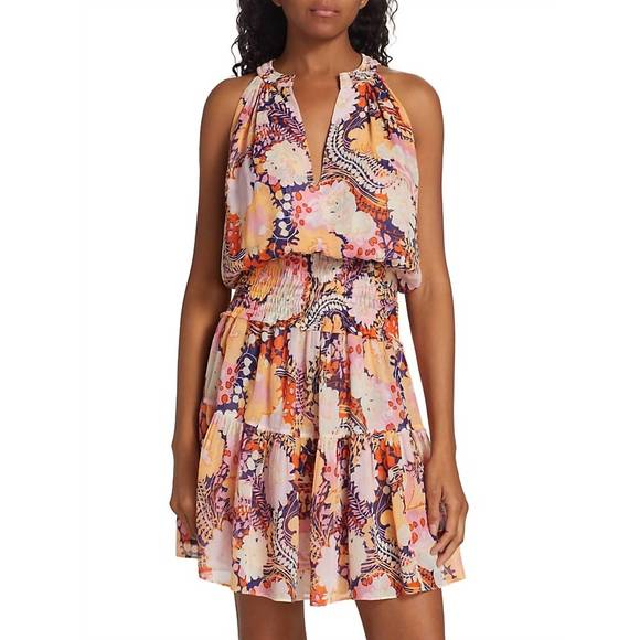 NEW A.L.C. courtney floral silk minidress in midnight rose multi - Picture 1 of 4